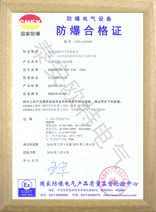 BQD58國內認證證書(shū)